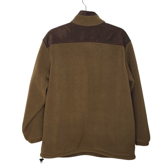 Vintage L.L. Bean Men's XL Brown 1/4 Zip Fleece Pullover w/Faux Suede All Lined - Picture 9 of 13